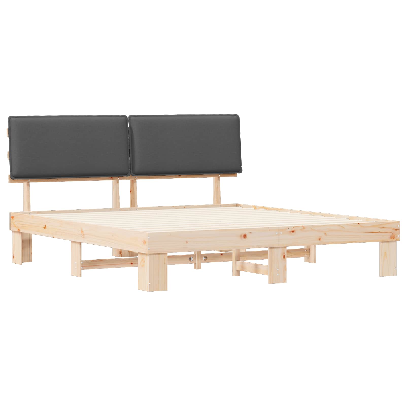 Sengeramme med Polstret Hodegjerde Mørkegrå 200 x 200 cm