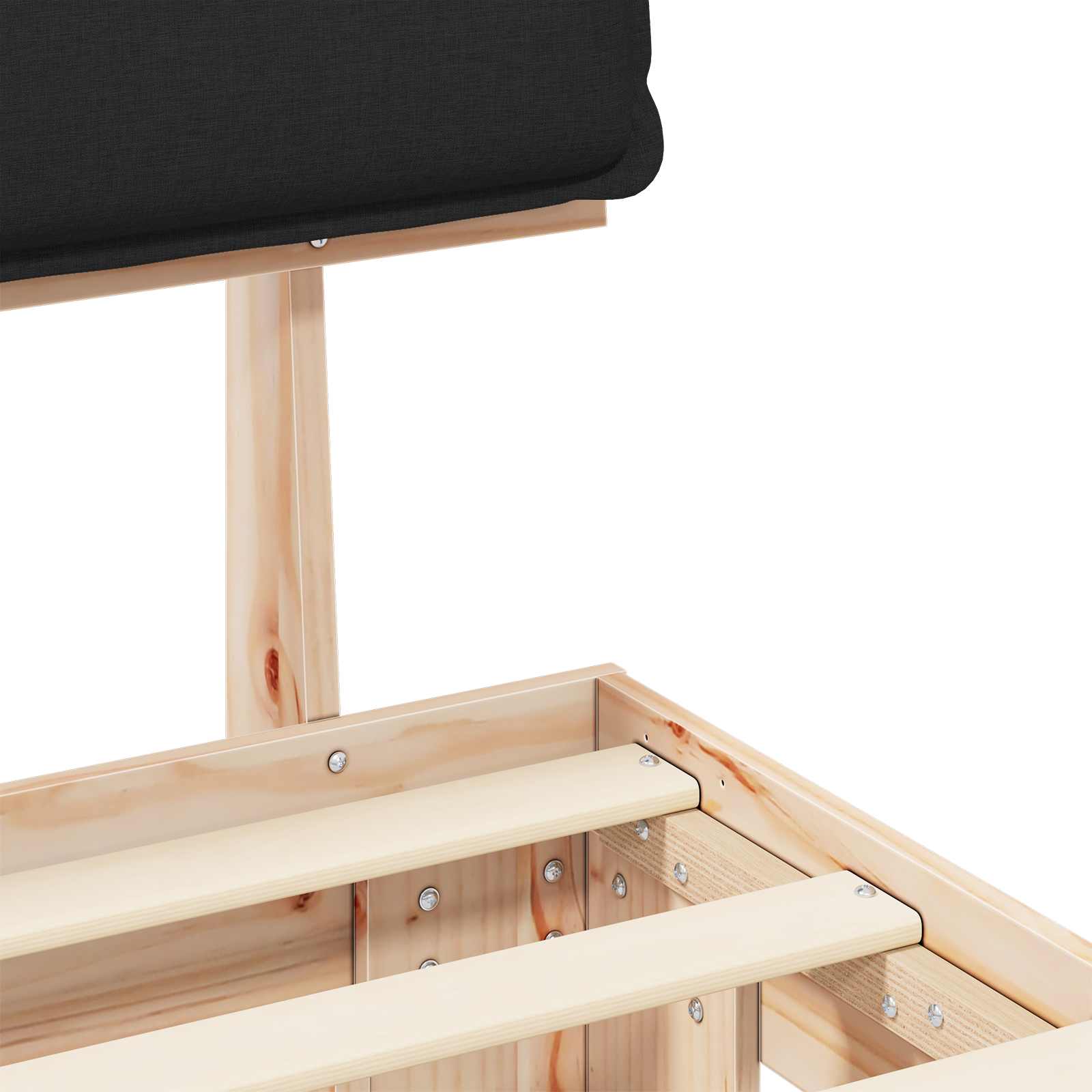 Sengeramme med Polstret Hodegjerde Svart 200 x 200 cm