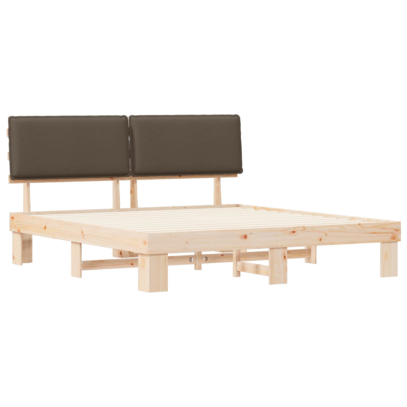 Sengeramme med Polstret Hodegjerde Gråbrun 200 x 200 cm