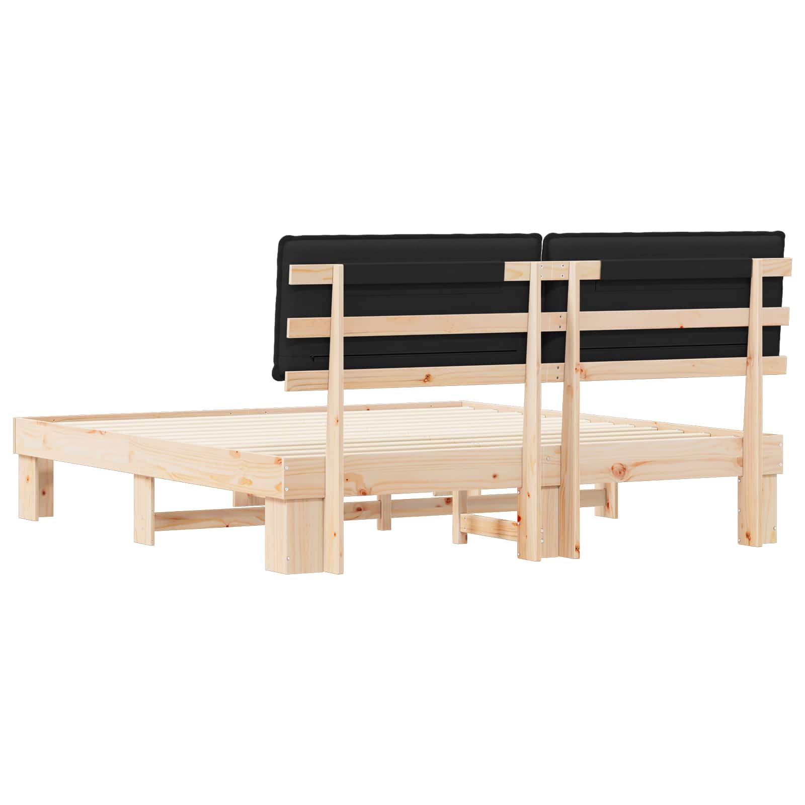 Sengeramme med Polstret Hodegjerde Svart 180 x 200 cm