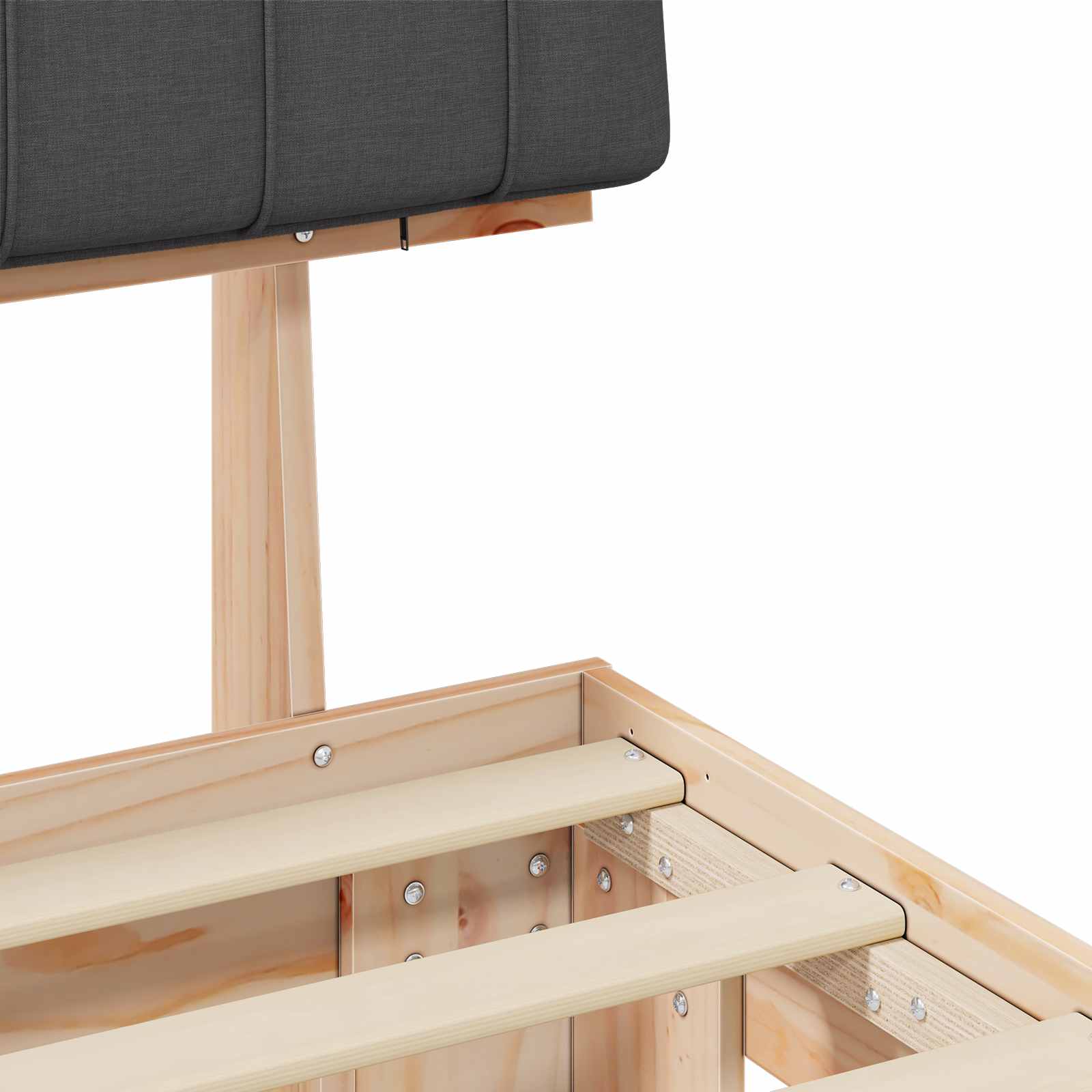 Sengeramme med Polstret Hodegjerde Mørkegrå 200 x 200 cm