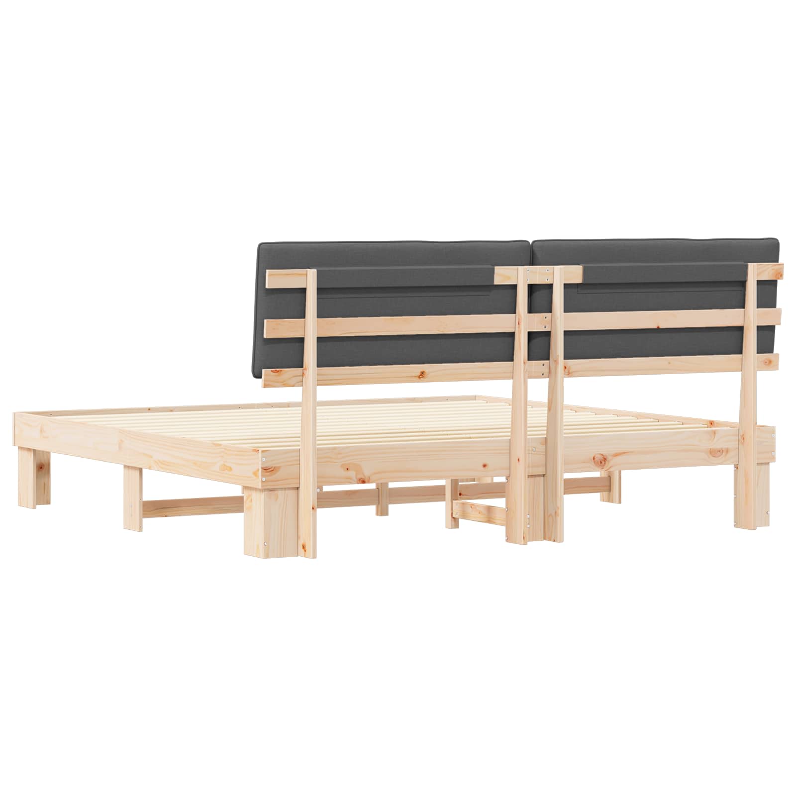 Sengeramme med Polstret Hodegjerde Mørkegrå 200 x 200 cm