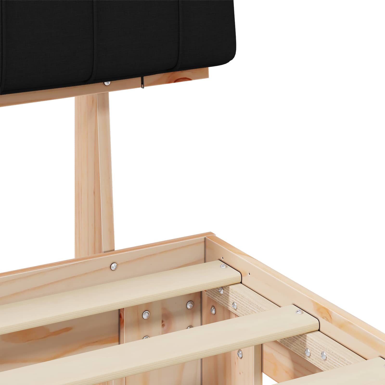 Sengeramme med Polstret Hodegjerde Svart 200 x 200 cm