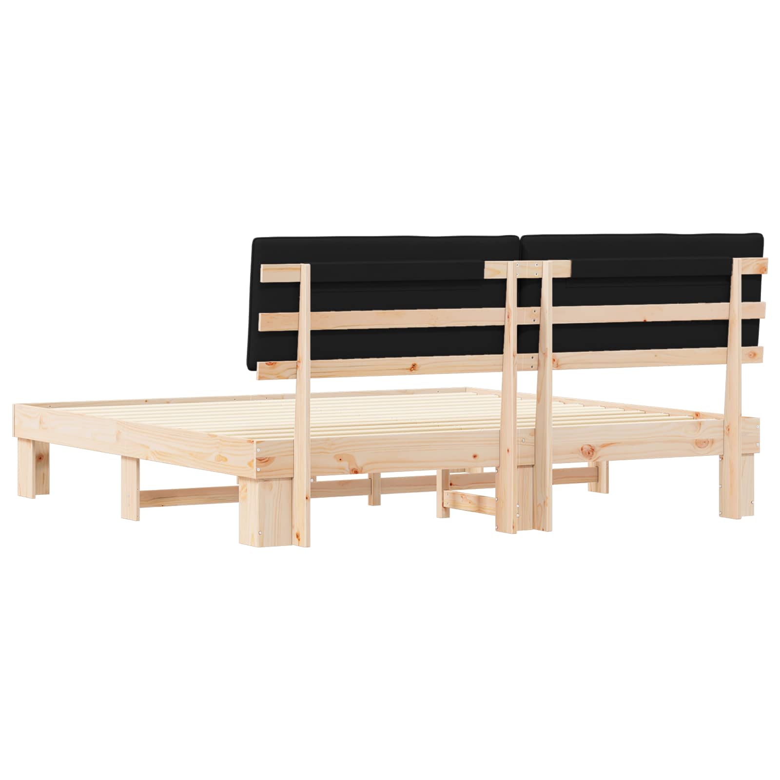 Sengeramme med Polstret Hodegjerde Svart 200 x 200 cm