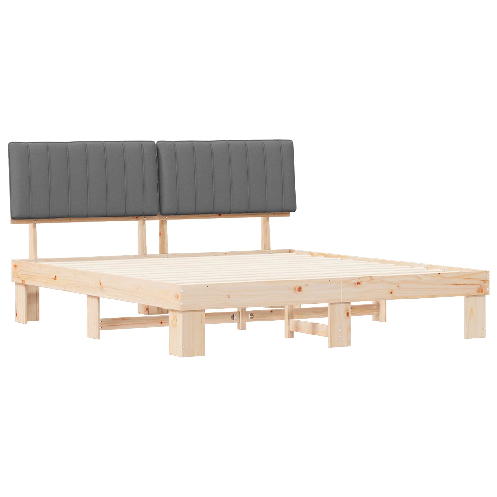 Sengeramme med Polstret Hodegjerde Lysegrå 180 x 200 cm