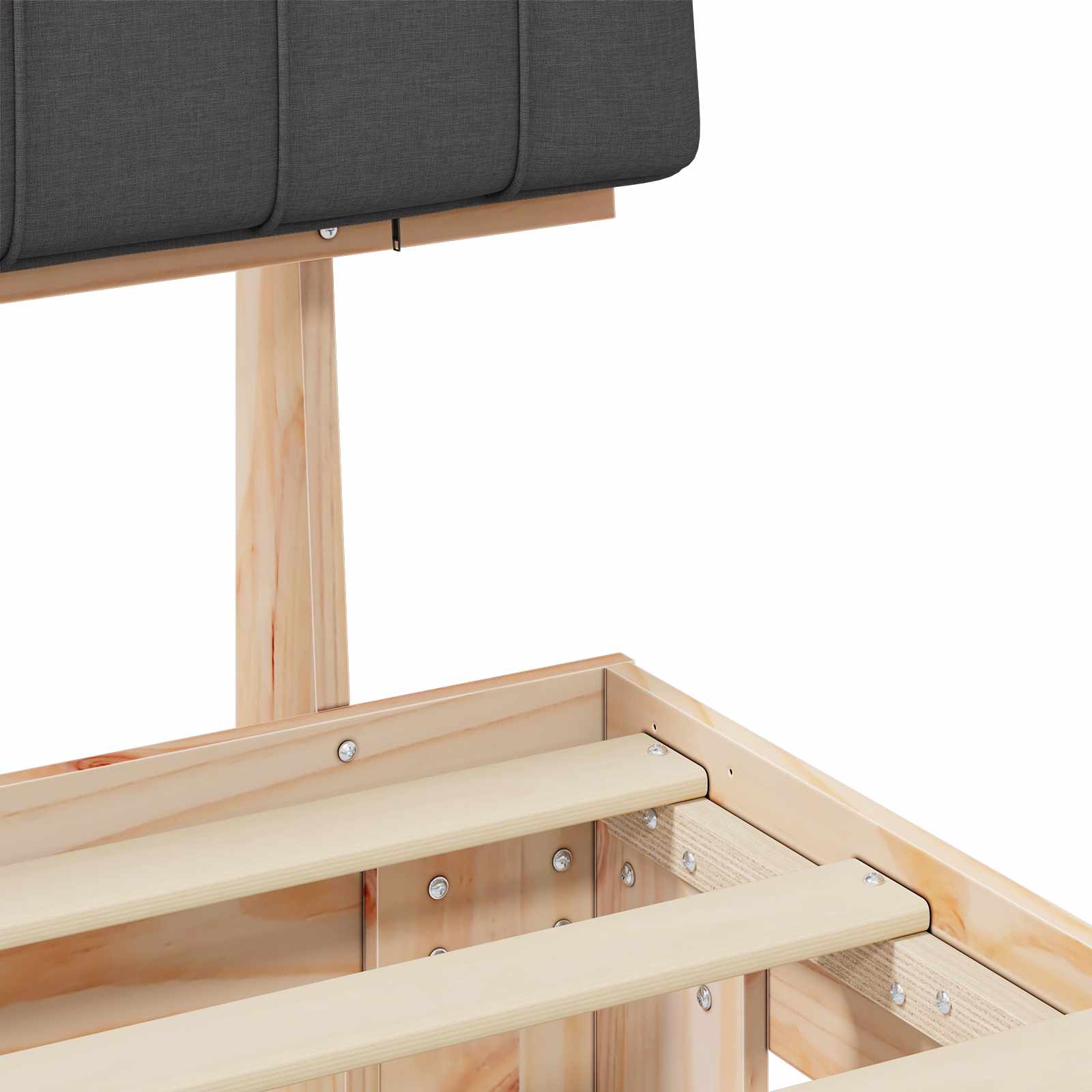 Sengeramme med Polstret Hodegjerde Mørkegrå 180 x 200 cm