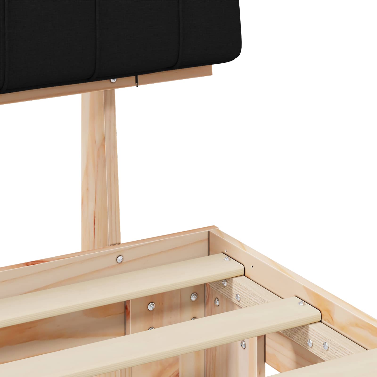 Sengeramme med Polstret Hodegjerde Svart 180 x 200 cm