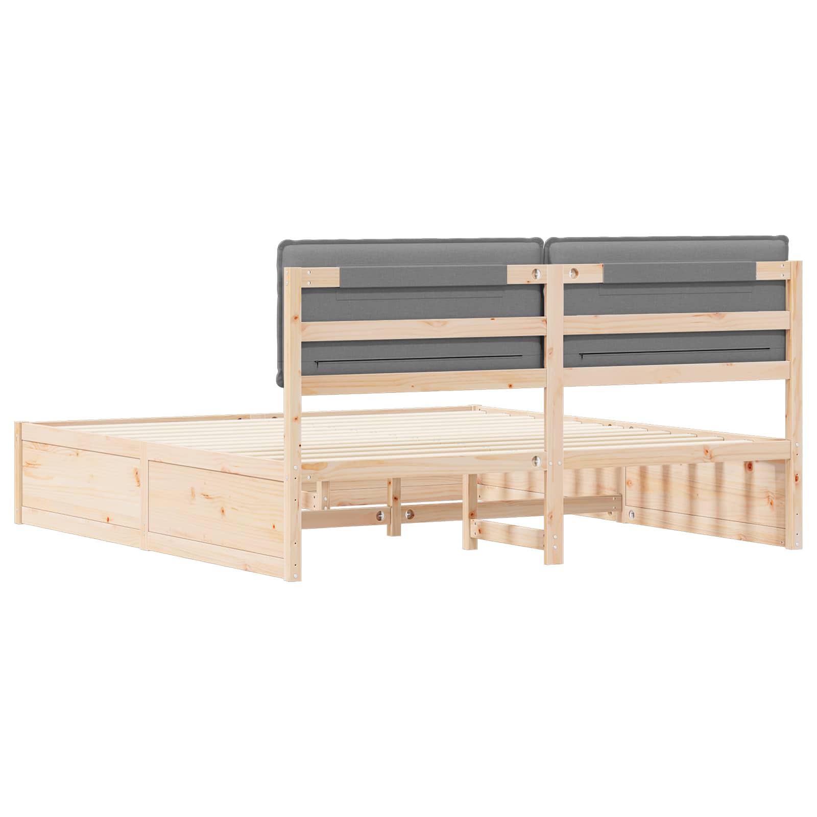 Sengeramme med Polstret Hodegjerde Lysegrå 180 x 200 cm