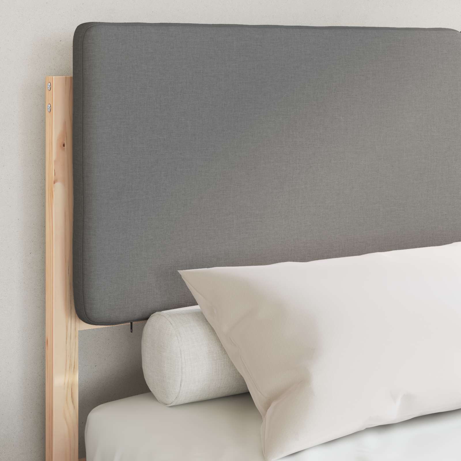 Sengeramme med Polstret Hodegjerde Lysegrå 140 x 190 cm