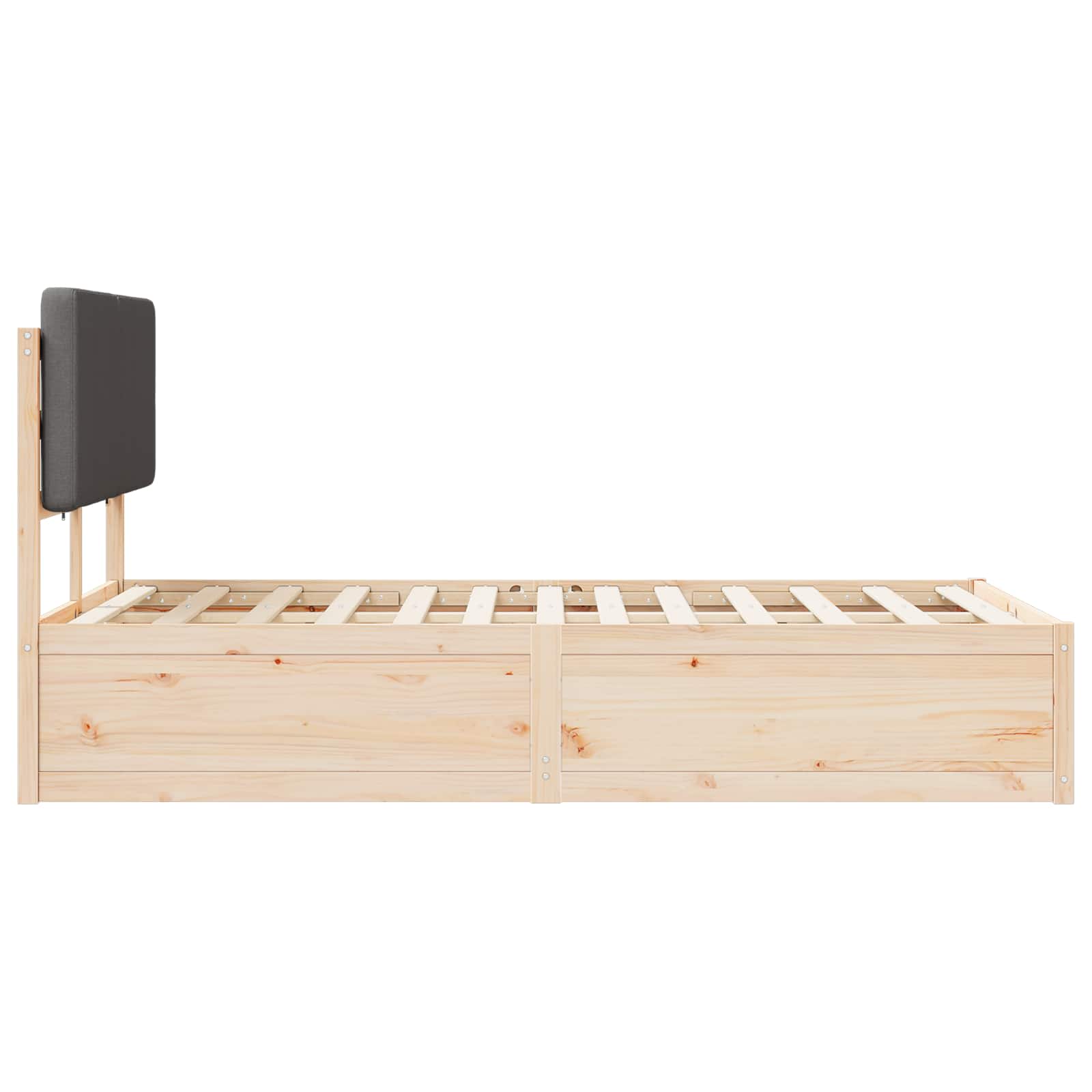 Sengeramme med Polstret Hodegjerde Mørkegrå 140 x 190 cm