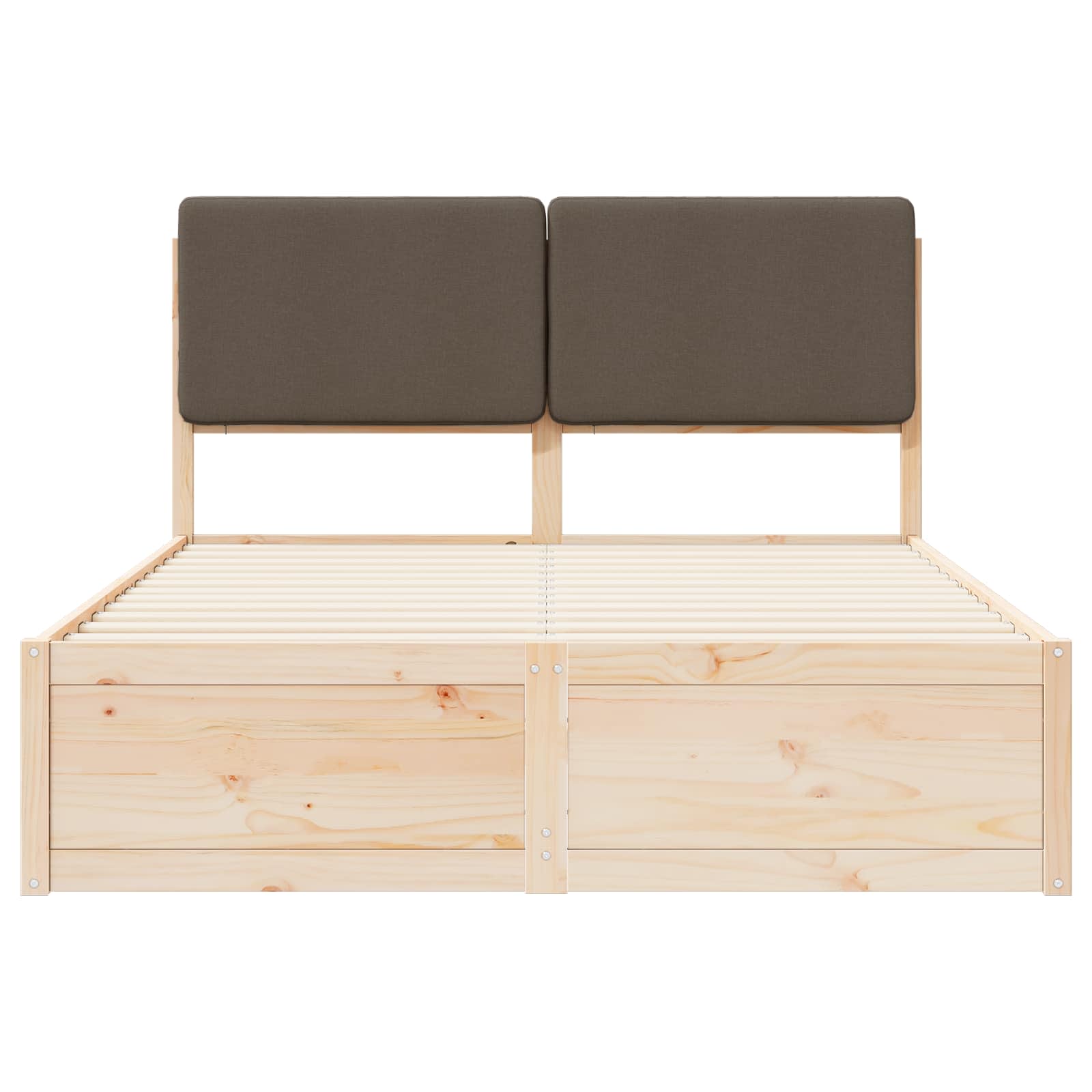 Sengeramme med Polstret Hodegjerde Gråbrun 135 x 190 cm