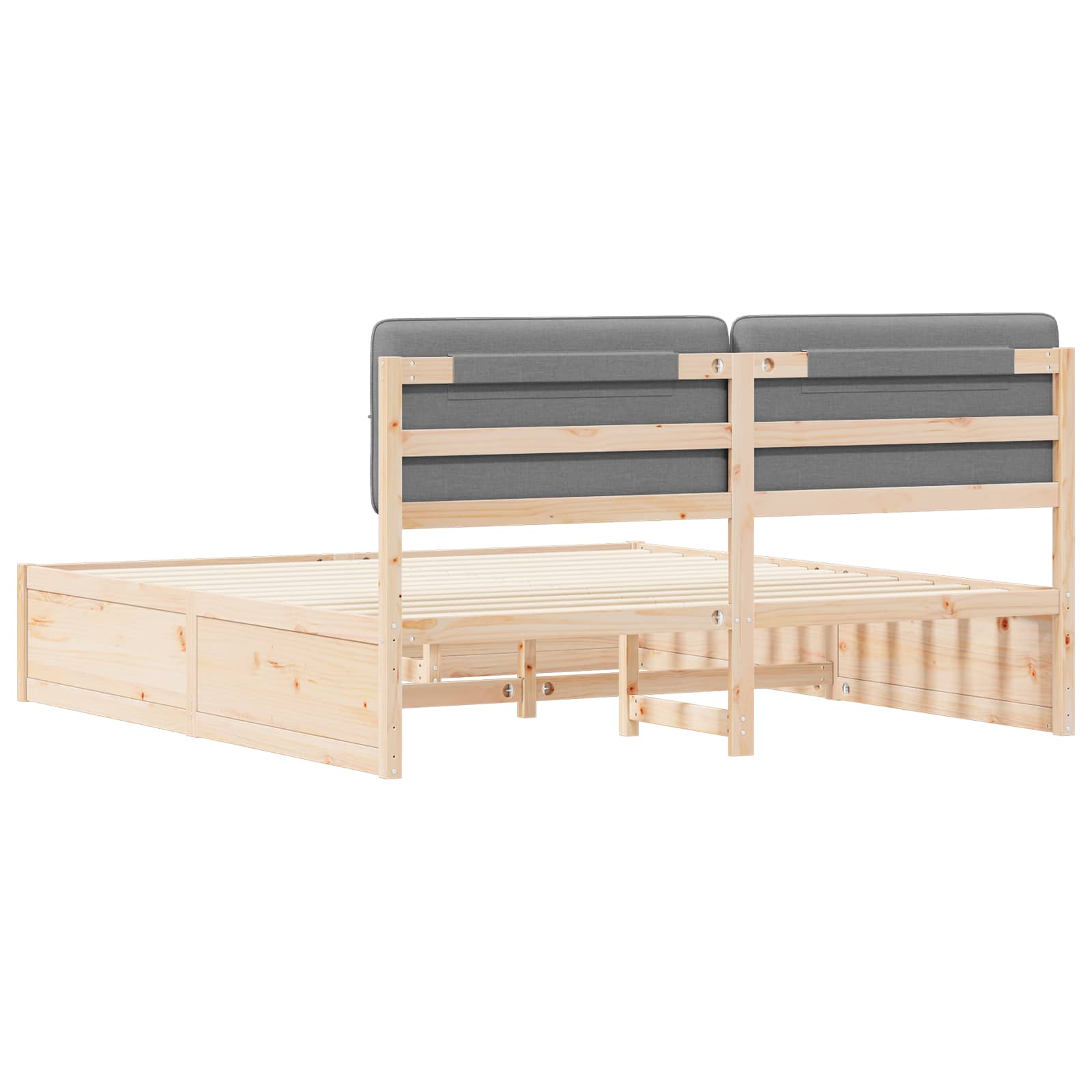 Sengeramme med Polstret Hodegjerde Lysegrå 200 x 200 cm