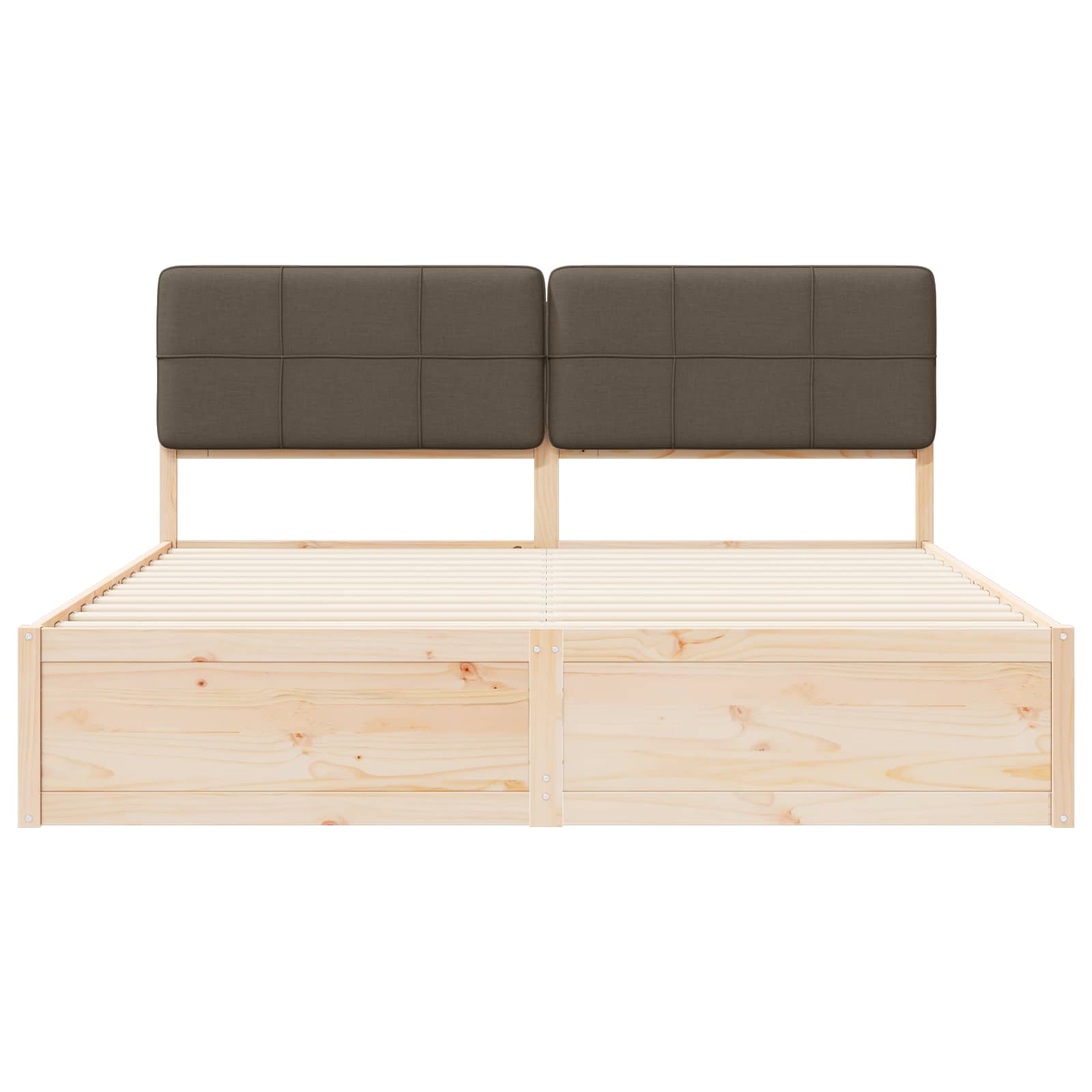 Sengeramme med Polstret Hodegjerde Gråbrun 200 x 200 cm