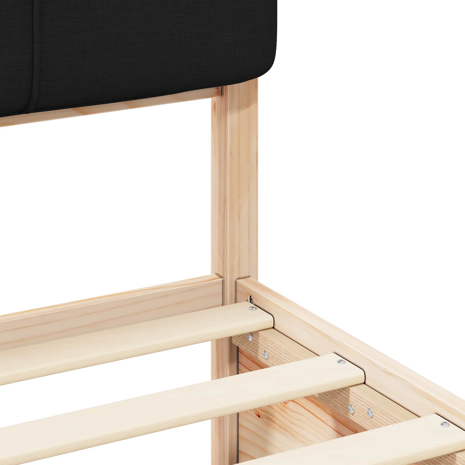 Sengeramme med Polstret Hodegjerde Svart 180 x 200 cm