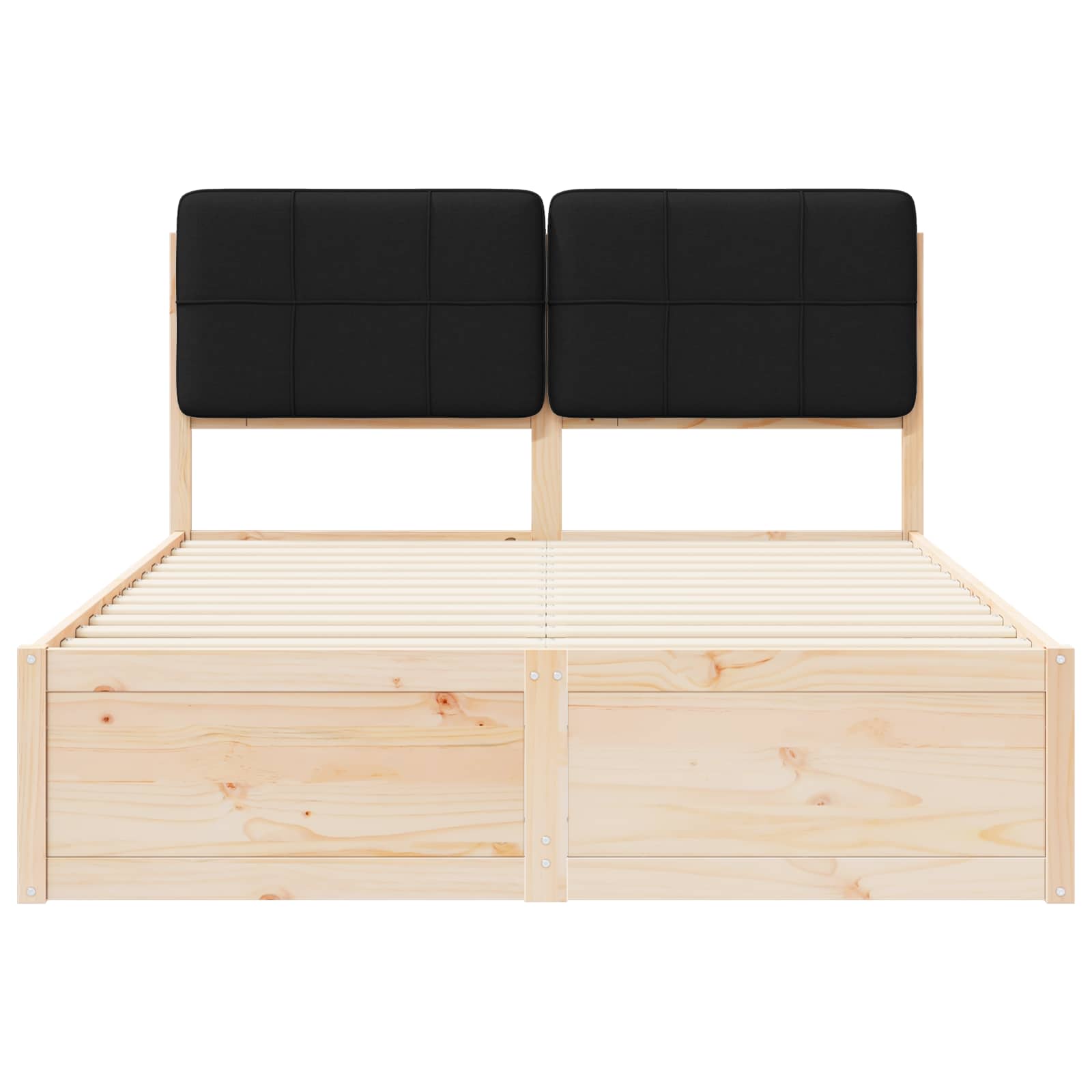 Sengeramme med Polstret Hodegjerde Svart 135 x 190 cm