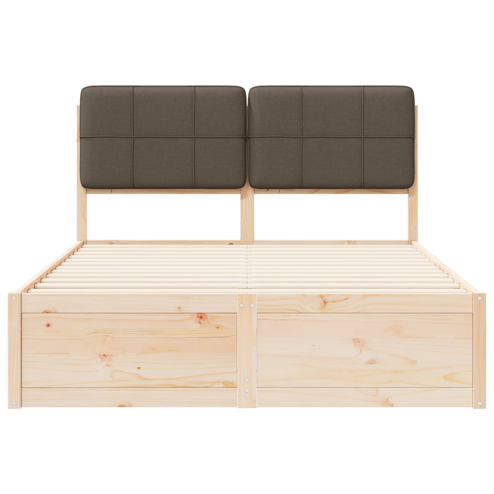 Sengeramme med Polstret Hodegjerde Gråbrun 135 x 190 cm