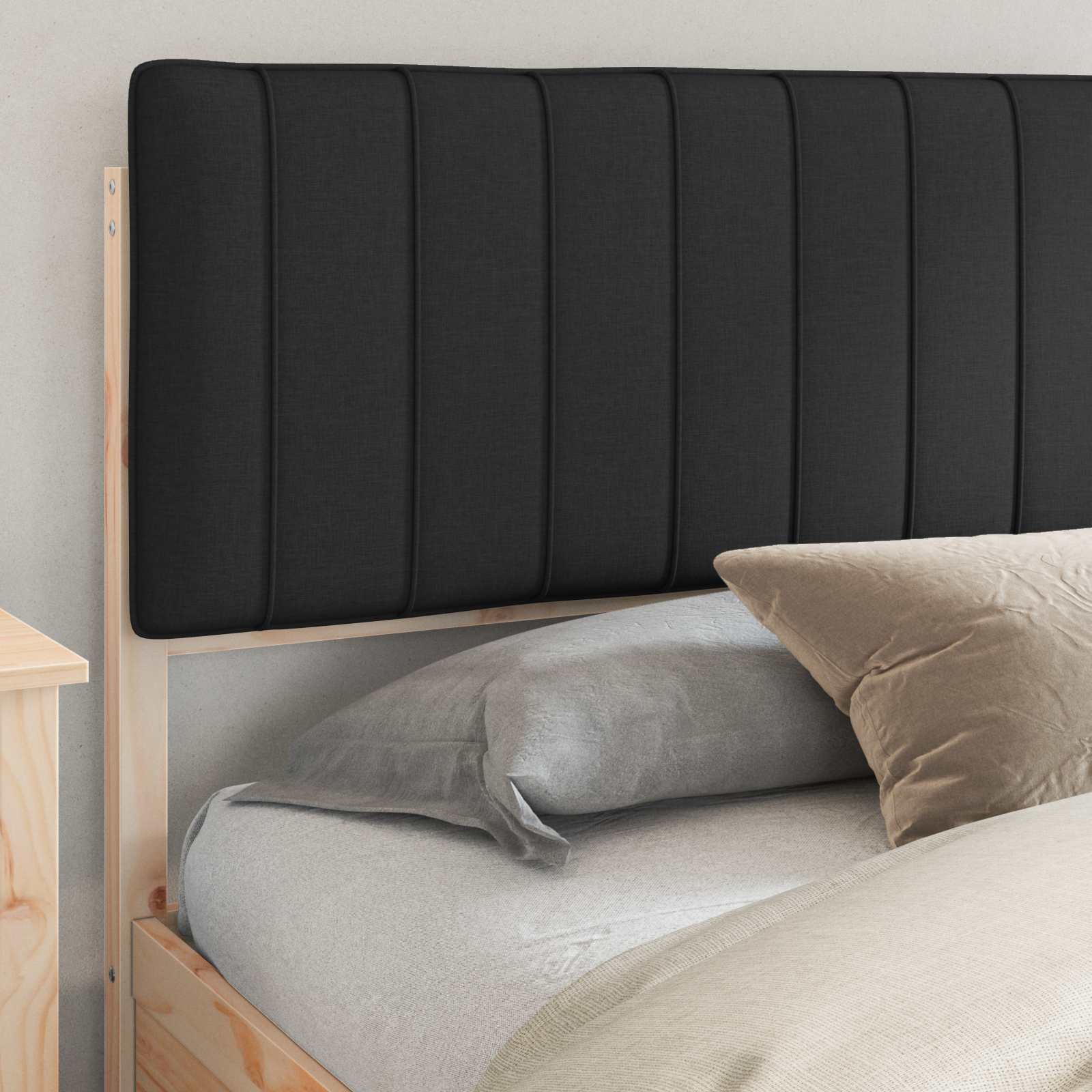 Sengeramme med Polstret Hodegjerde Svart 200 x 200 cm