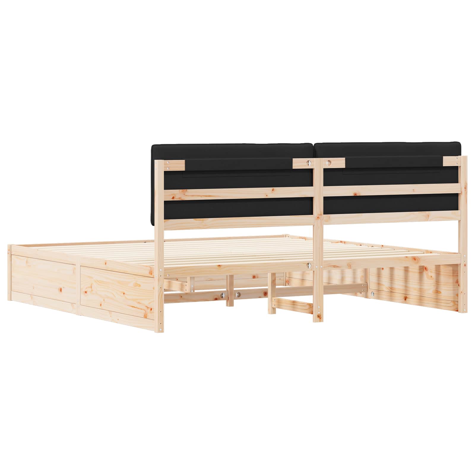 Sengeramme med Polstret Hodegjerde Svart 200 x 200 cm