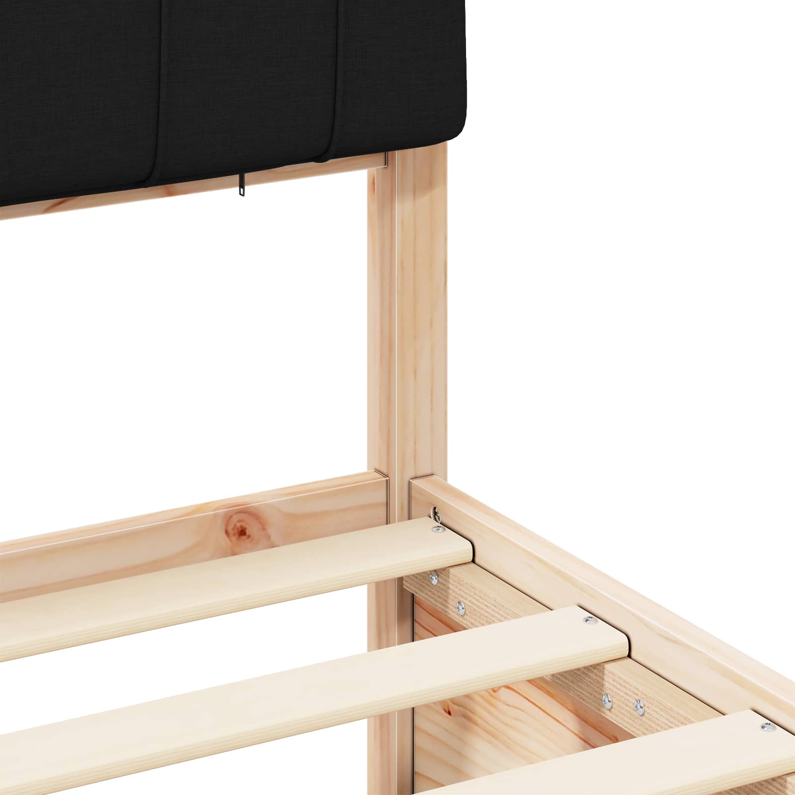 Sengeramme med Polstret Hodegjerde Svart 150 x 200 cm