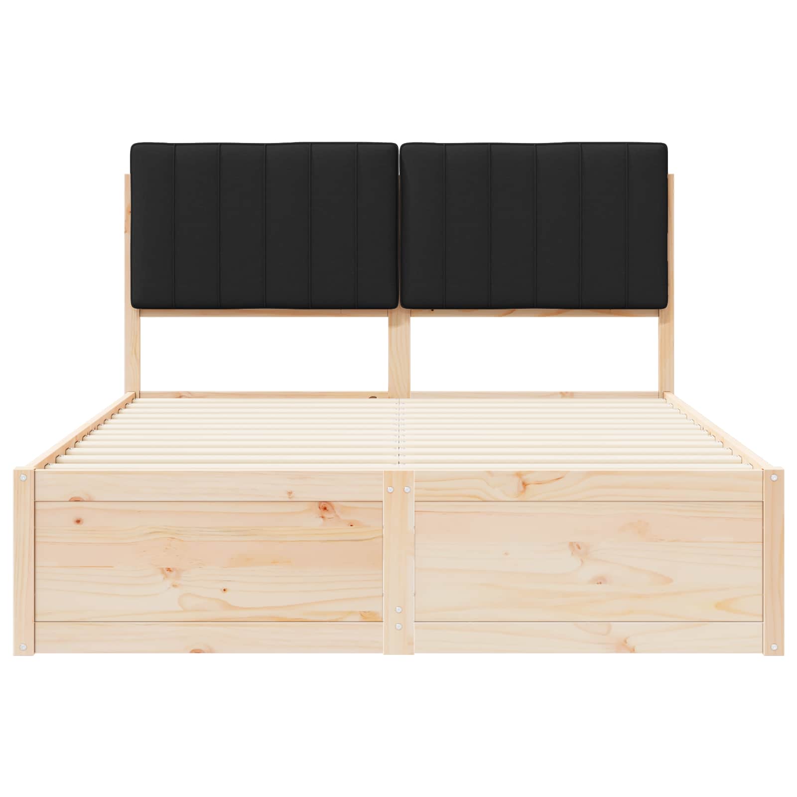 Sengeramme med Polstret Hodegjerde Svart 140 x 190 cm