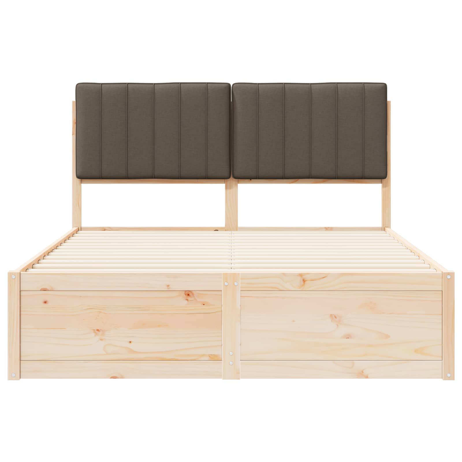 Sengeramme med Polstret Hodegjerde Gråbrun 140 x 190 cm