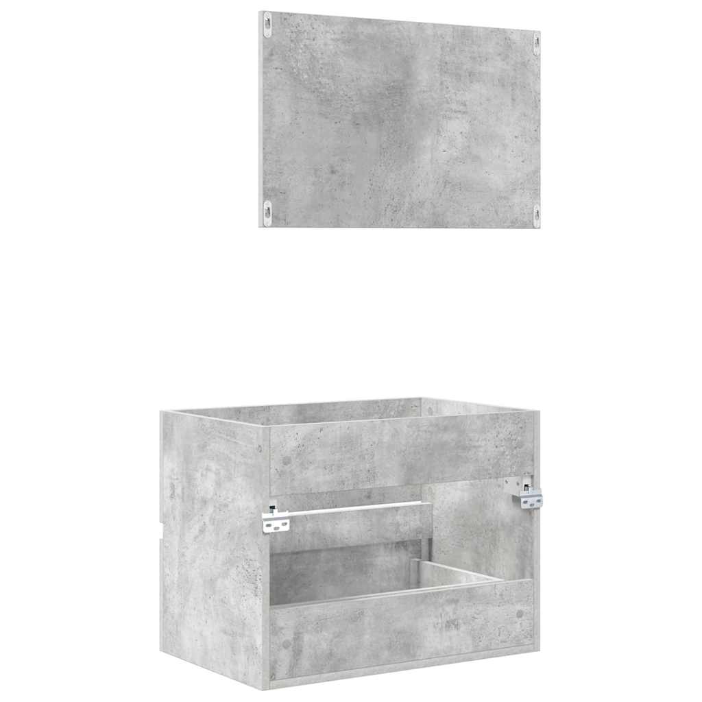 Baderomsinnredningssett med skuff Betonggrå 60 x 38,3 x 45 cm