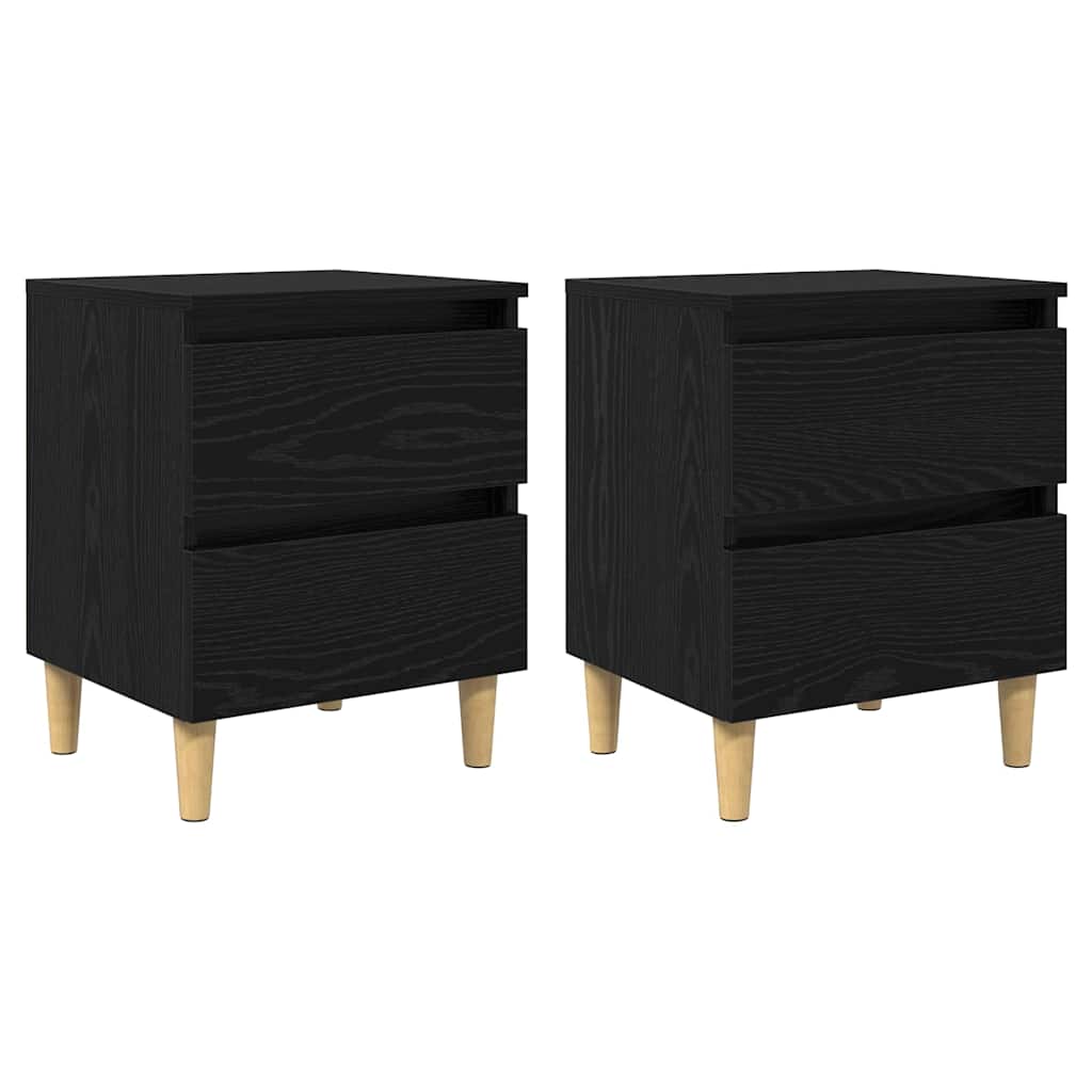 Sengskap 2 pcs Svart Eik 40 x 35 x 50 cm Konstruert tre