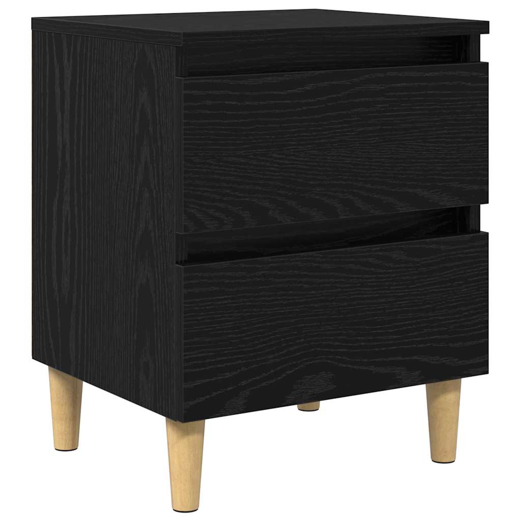 Sengskap 2 pcs Svart Eik 40 x 35 x 50 cm Konstruert tre