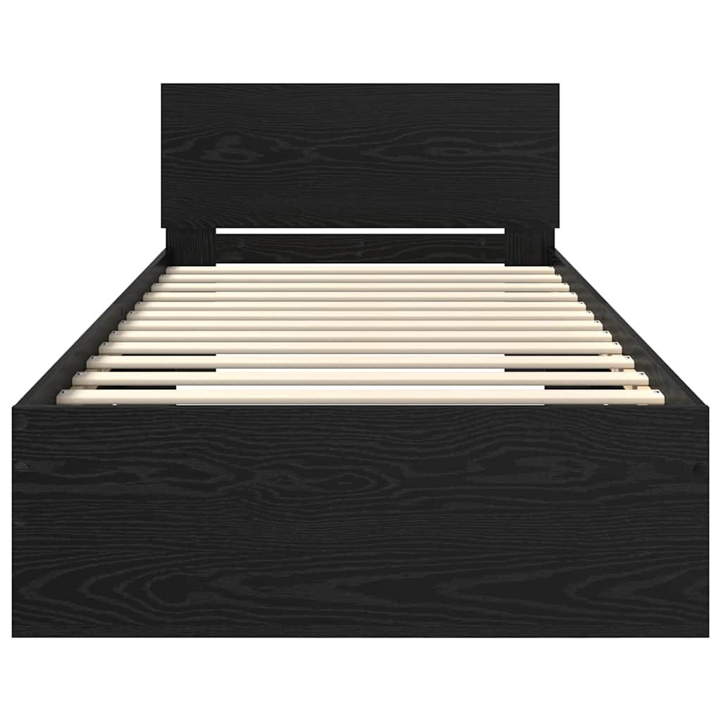 Sengestamme med hodegjerde Svart Eik 90 x 200 cm Konstruert tre