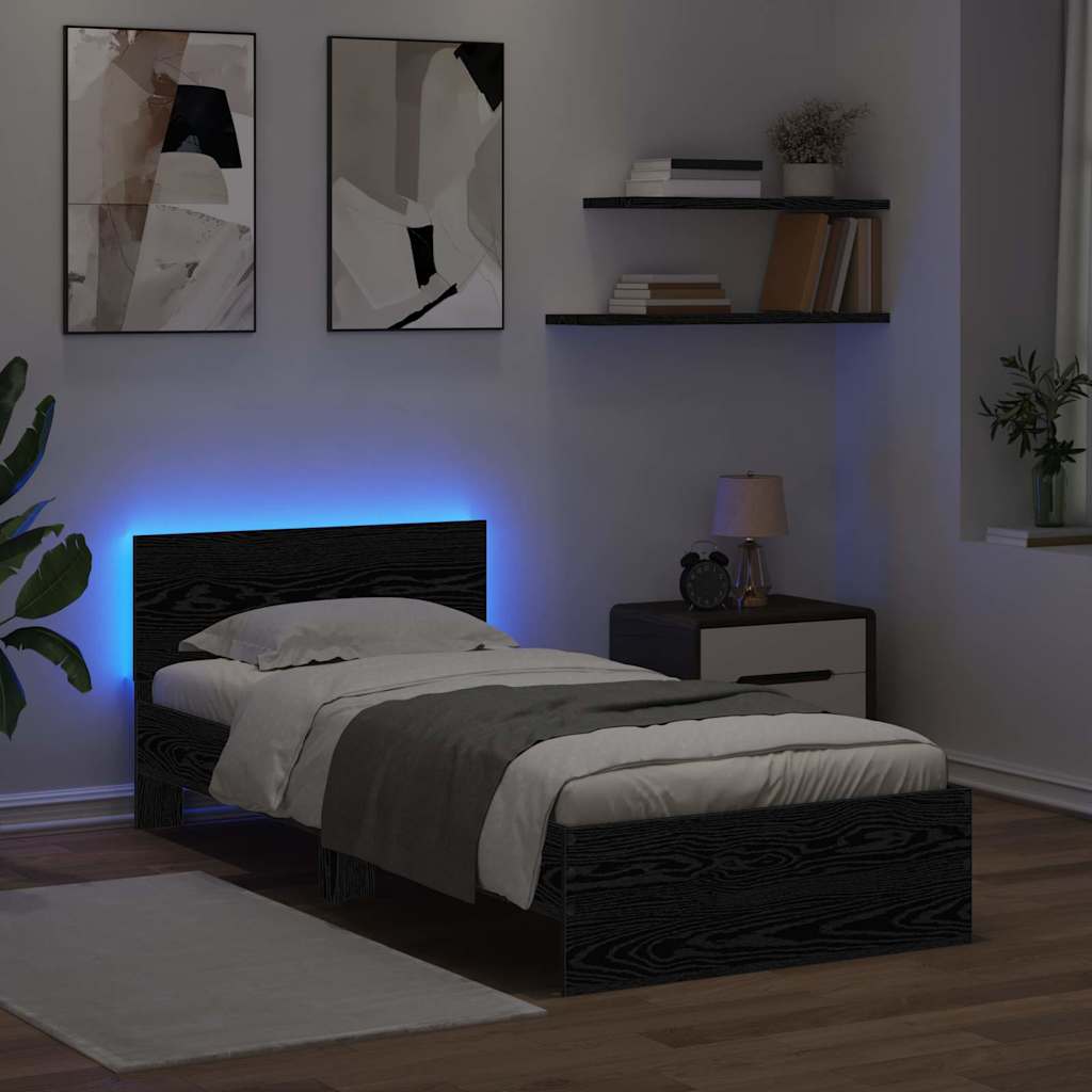 Sengestamme med hodegjerde Svart Eik 90 x 190 cm Konstruert tre