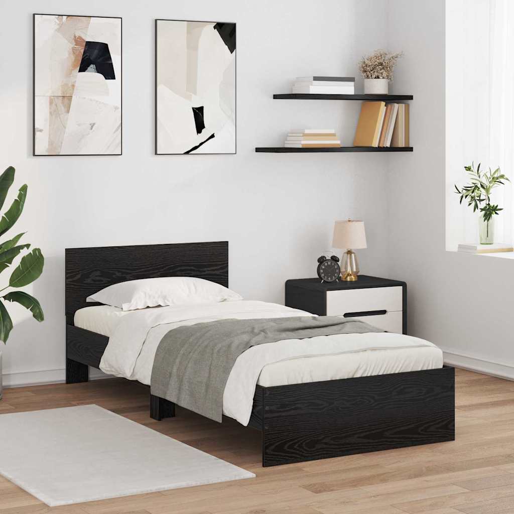 Sengestamme med hodegjerde Svart Eik 90 x 190 cm Konstruert tre