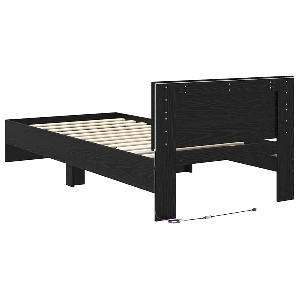 Sengestamme med hodegjerde Svart Eik 90 x 190 cm Konstruert tre