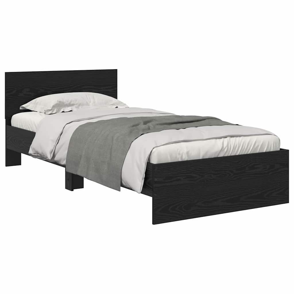 Sengestamme med hodegjerde Svart Eik 90 x 190 cm Konstruert tre