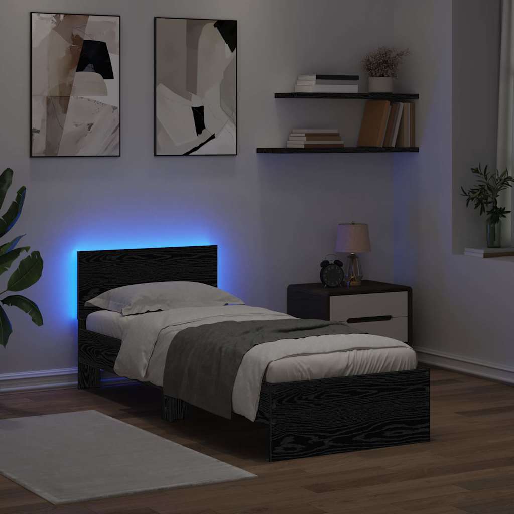 Sengestamme med hodegjerde Svart Eik 75 x 190 cm Konstruert tre