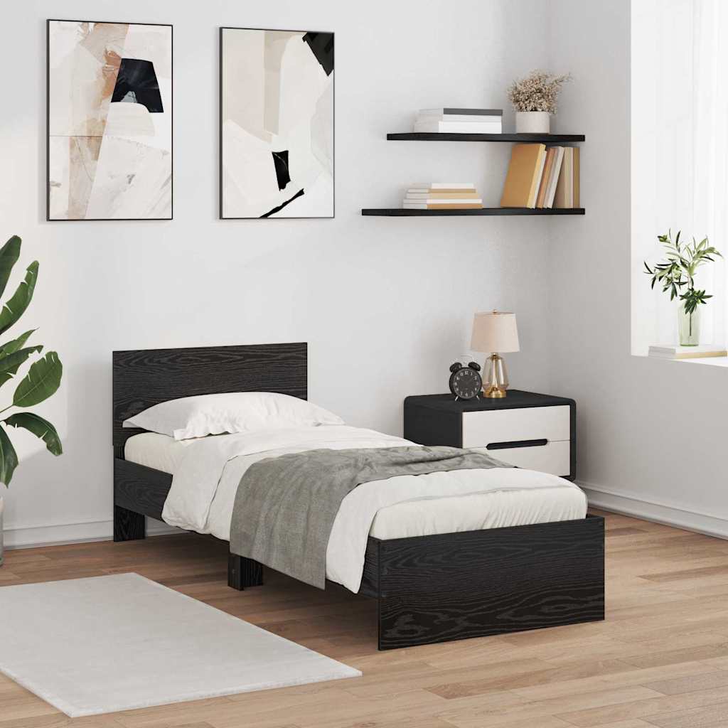 Sengestamme med hodegjerde Svart Eik 75 x 190 cm Konstruert tre