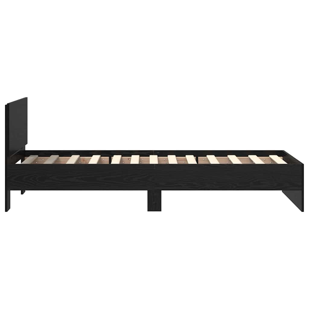 Sengestamme med hodegjerde Svart Eik 75 x 190 cm Konstruert tre