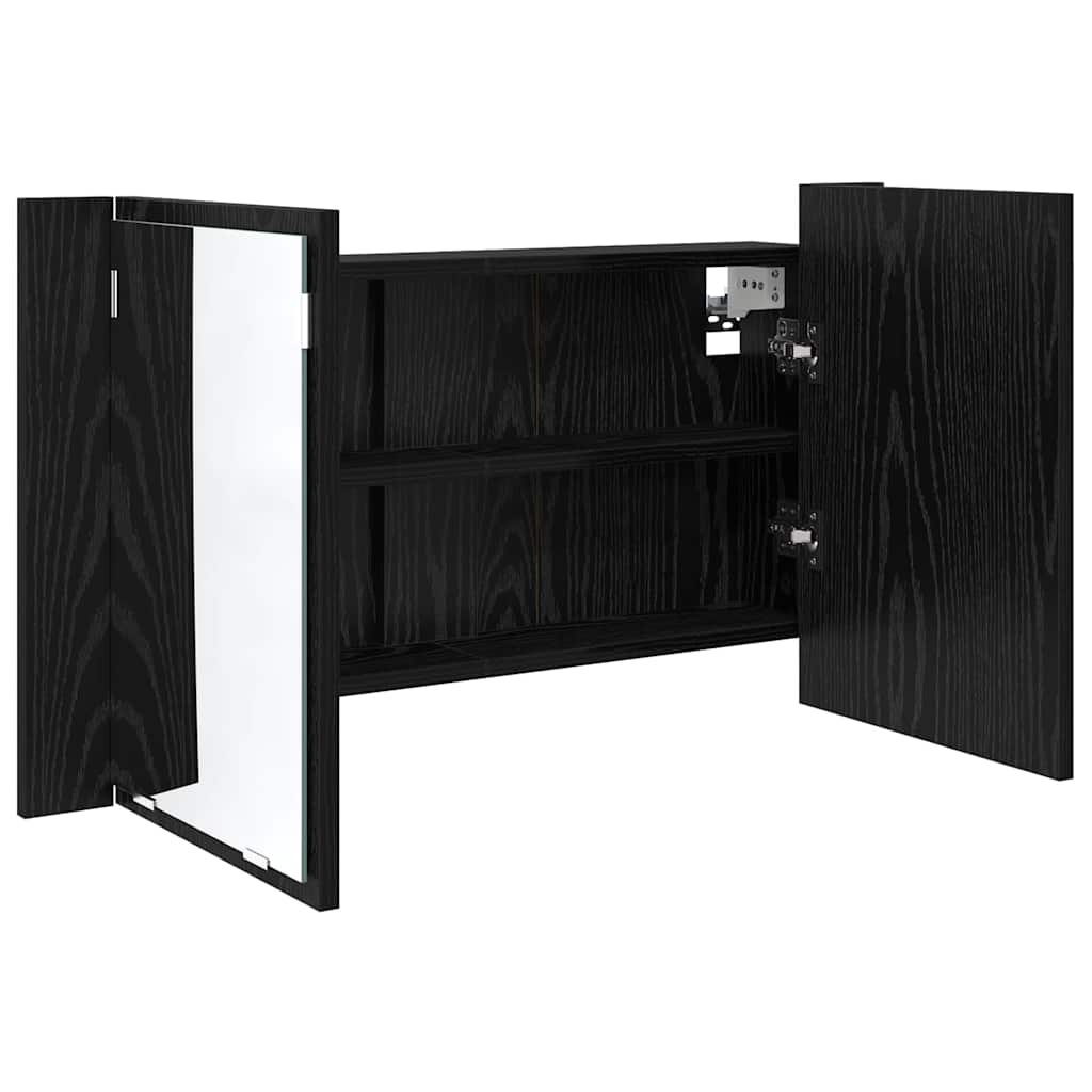 Baderomsspeilskap Svart Eik 80 x 12 x 45 cm Konstruert tre