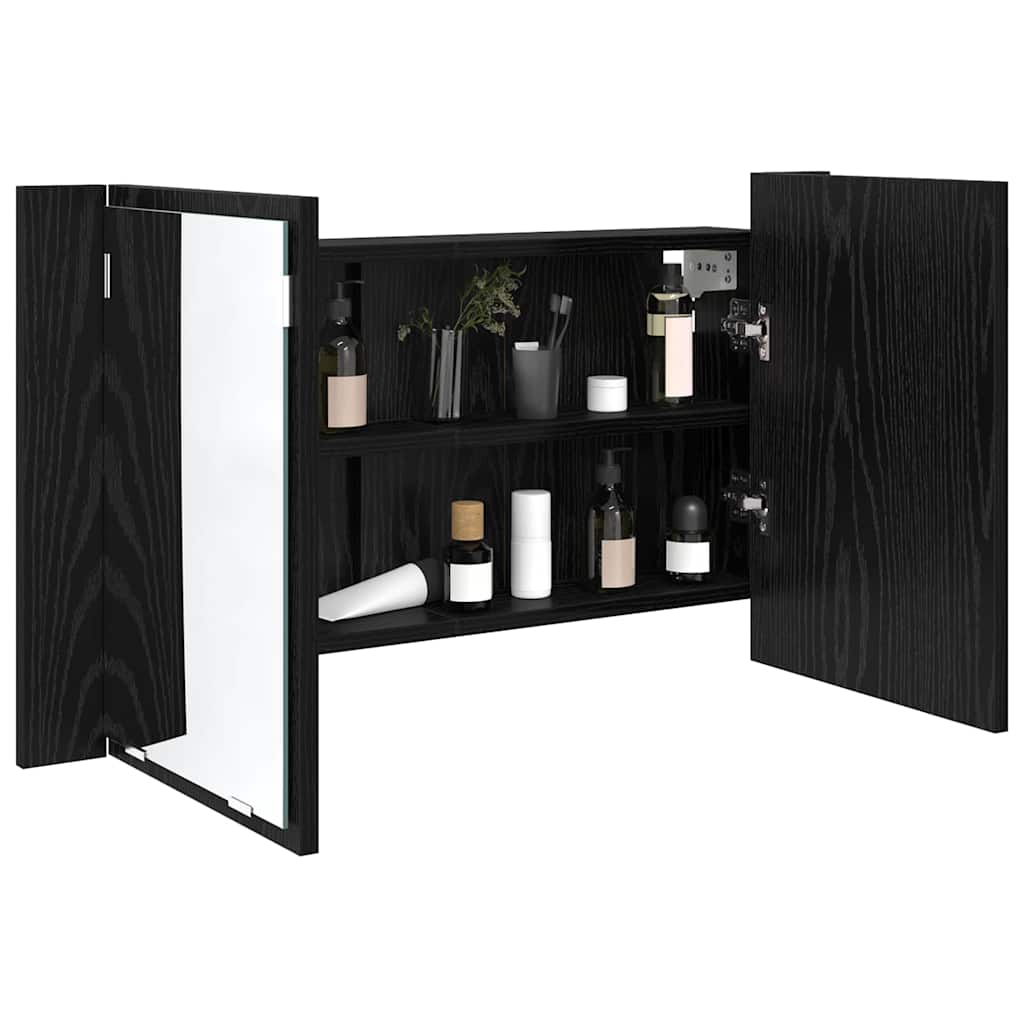 Baderomsspeilskap Svart Eik 80 x 12 x 45 cm Konstruert tre