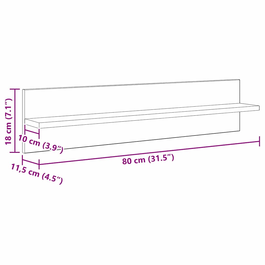 Vegghyller 4 pcs Gamle tre 80 x 11,5 x 18 cm Konstruert tre