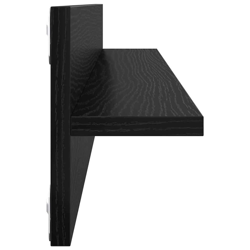 Vegghyller 4 pcs Svart Eik 80 x 11,5 x 18 cm Konstruert tre