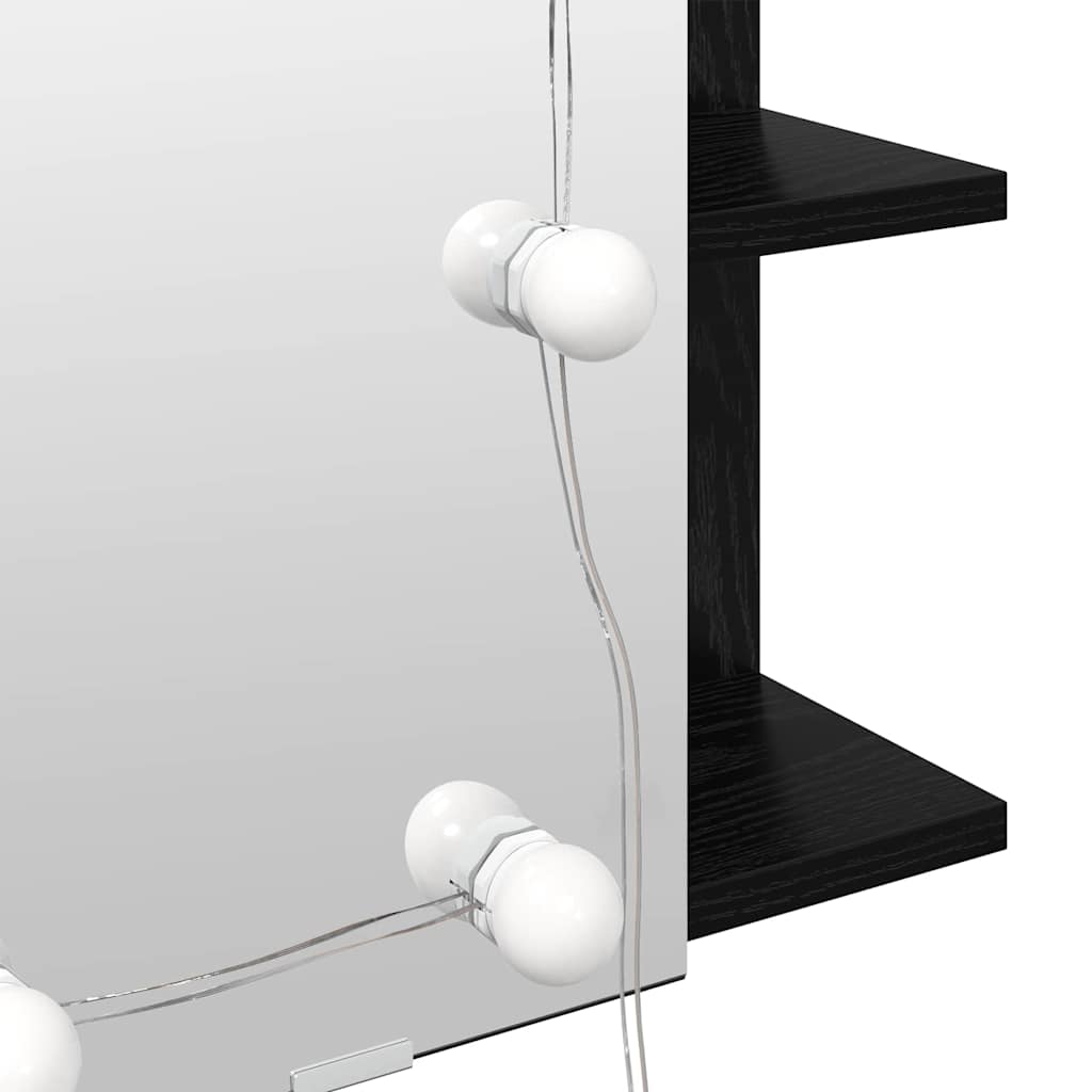 Speilskap med hylle Svart Eik 70 x 16,5 x 60 cm Konstruert tre