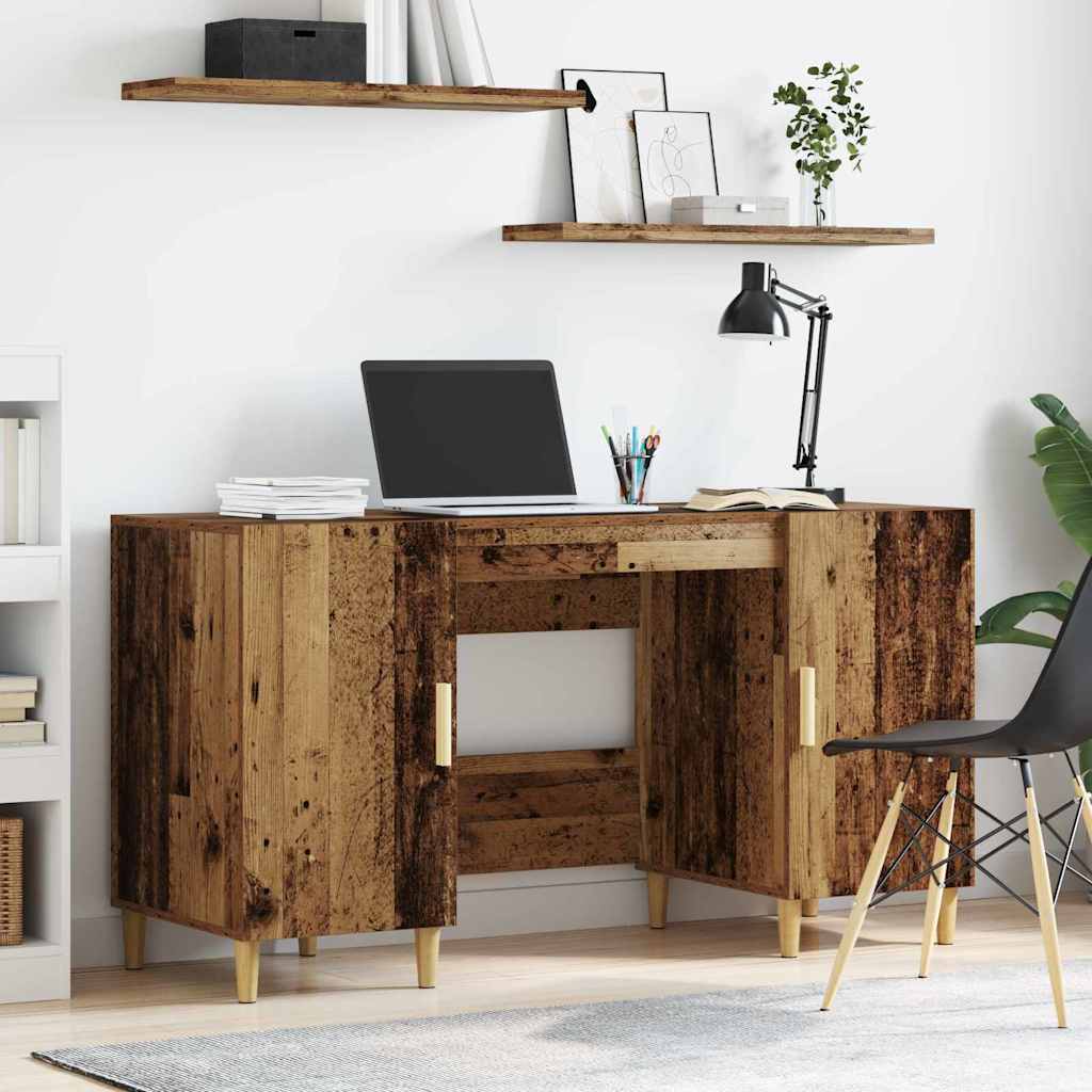 Skrivebord med hylle Gamle tre 140 x 50 x 75 cm Konstruert tre