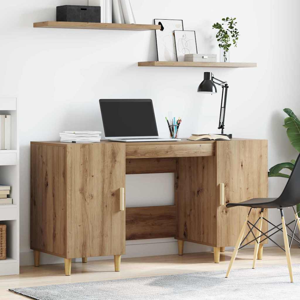 Skrivebord med dør Artisan Eik 140 x 50 x 75 cm Konstruert tre