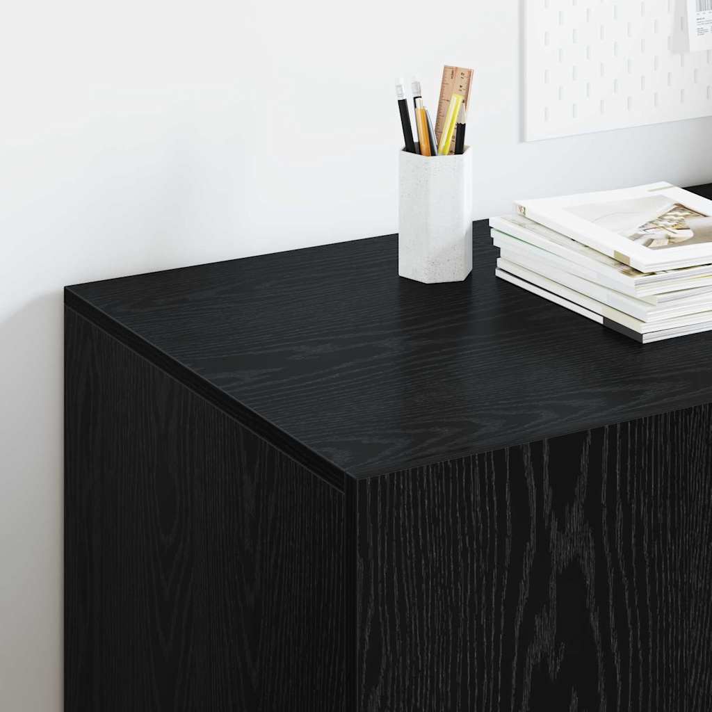 Skrivebord med hylle Svart Eik 140 x 50 x 75 cm Konstruert tre
