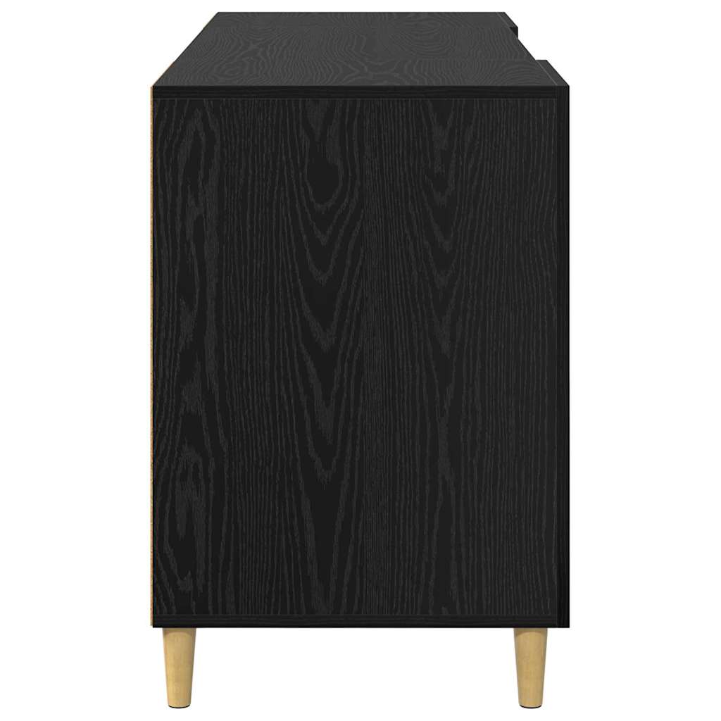 Skrivebord med hylle Svart Eik 140 x 50 x 75 cm Konstruert tre