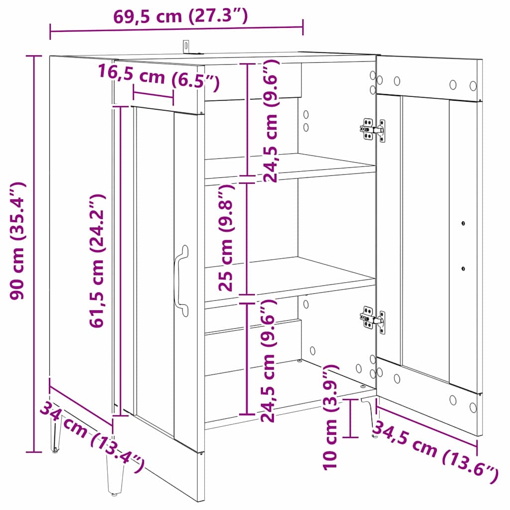 Serviesskap Gamle tre 69,5 x 34 x 90 cm Konstruert tre