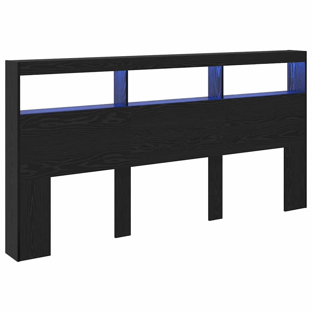 Hodegavl med hylle Svart Eik 200 x 17 x 102 cm Konstruert tre