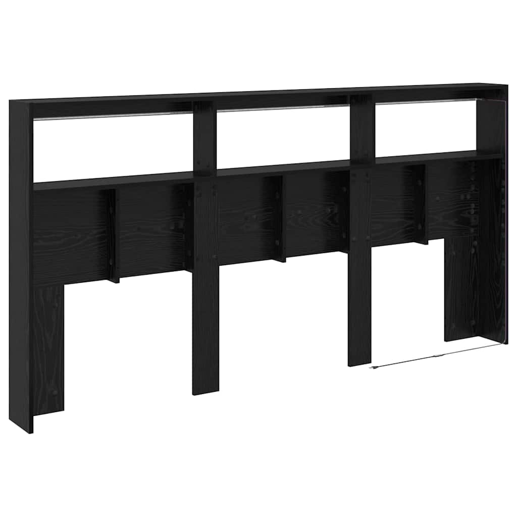 Hodegavl med hylle Svart Eik 200 x 17 x 102 cm Konstruert tre