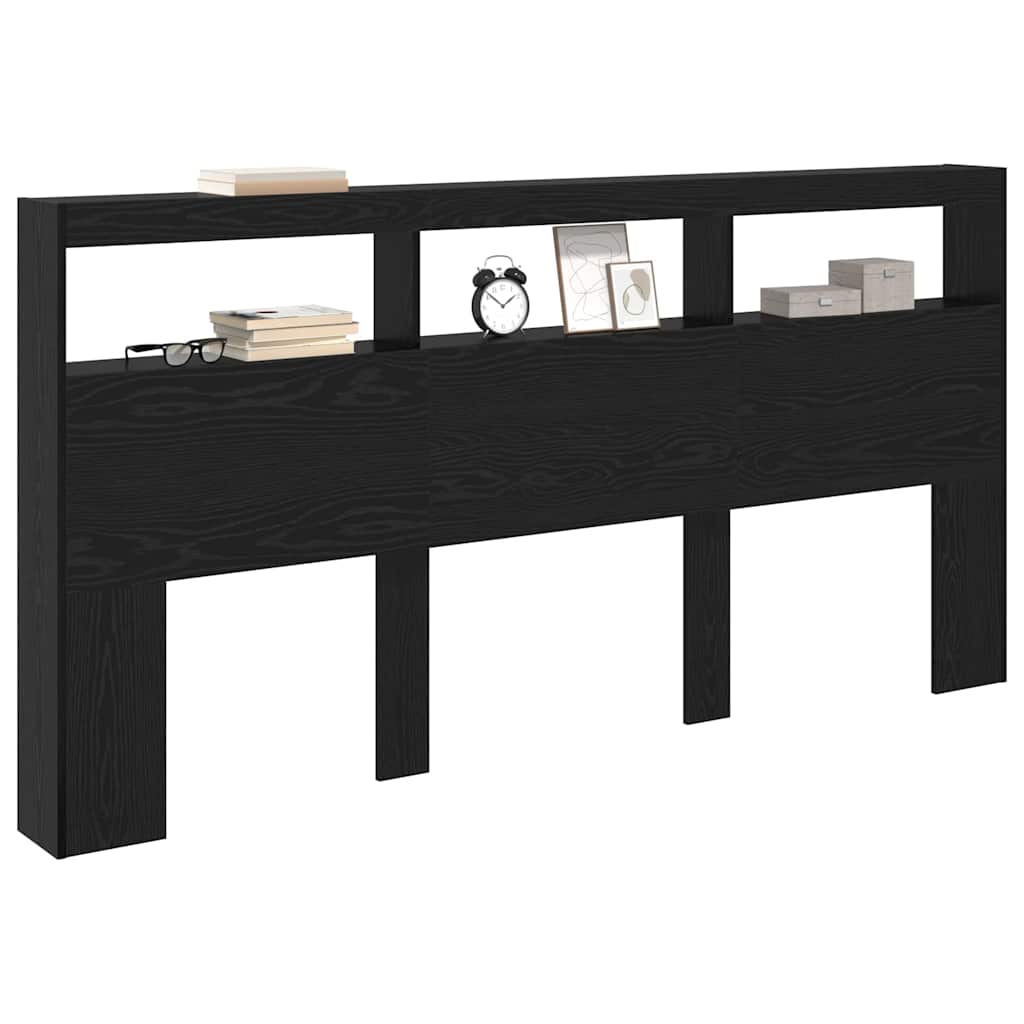 Hodegavl med hylle Svart Eik 200 x 17 x 102 cm Konstruert tre
