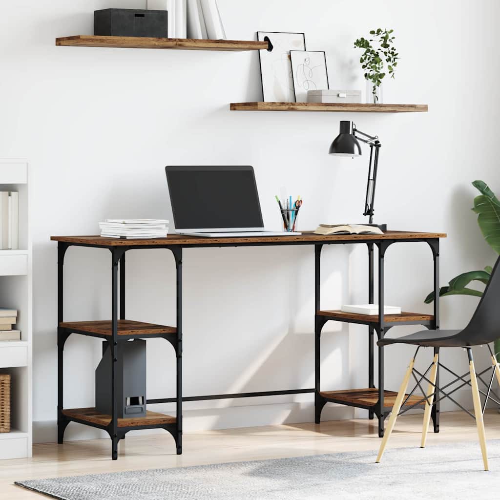 Skrivebord med hylle Gamle tre 140 x 50 x 75 cm Konstruert tre